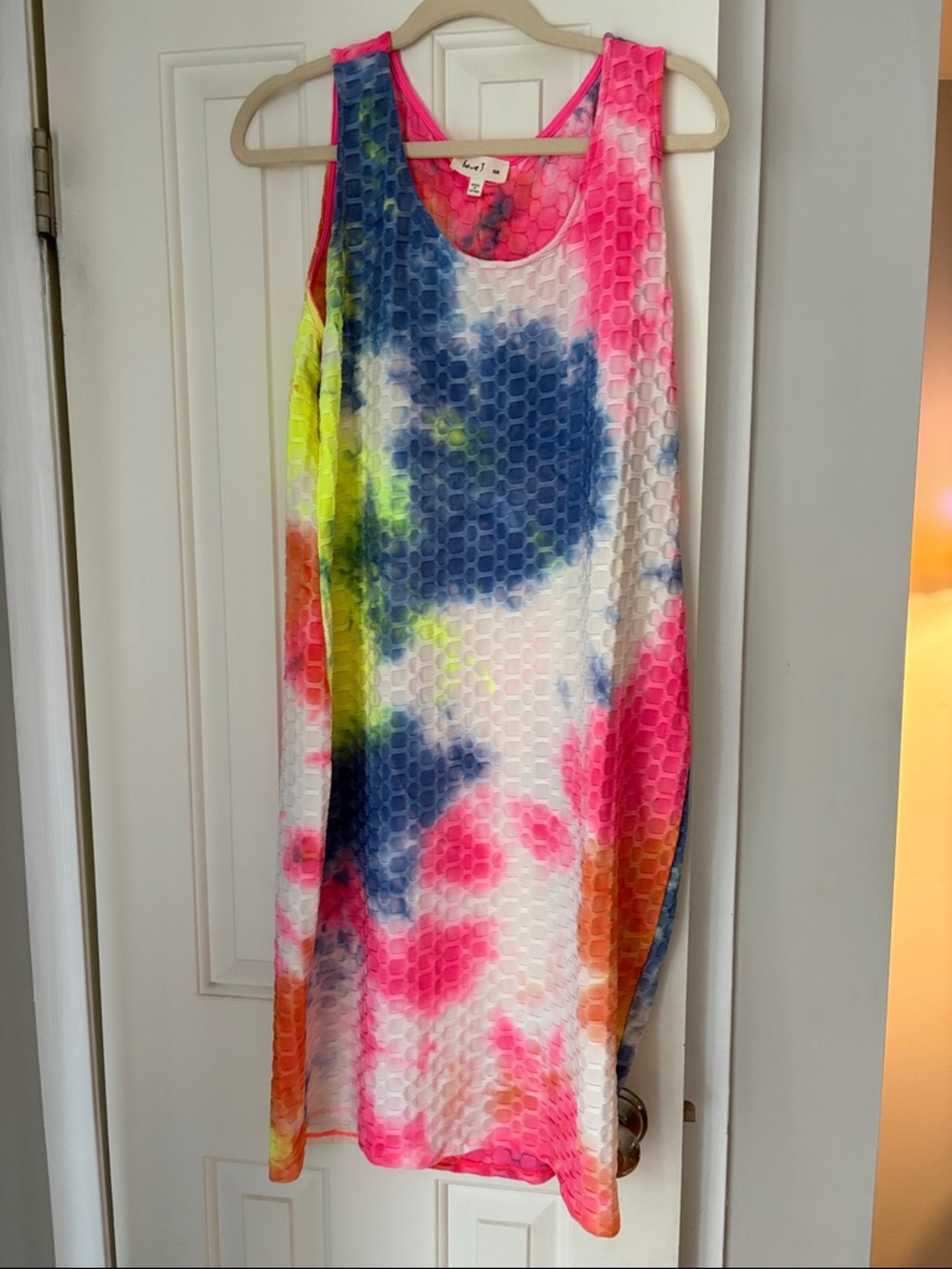 love J Neon Tie-Dye Tank Dress in Pink, Blue, Yellow